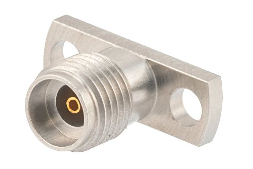 2.92mm Female Field Replaceable Connector 2 Hole Flange Mount 0.02 inch Pin, .400 inch Hole Spacing with Metal Contact Ring