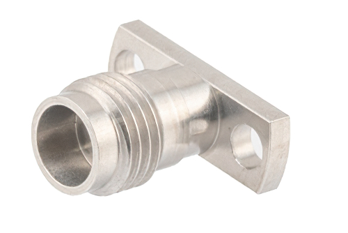 1.85mm Female Field Replaceable Connector 2 Hole Flange Mount 0.009 inch Pin, .400 inch Hole Spacing with Metal Contact Ring
