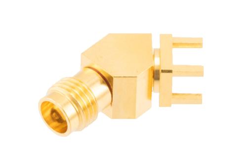 2.4mm Female PCB Mount Connector, 45 Degree angle with round contact 0. ...