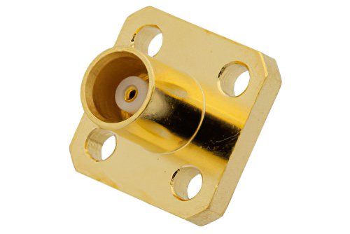 MCX Jack Connector Solder Attachment 4 Hole Flange Solder Cup Terminal, .232 inch Hole Spacing