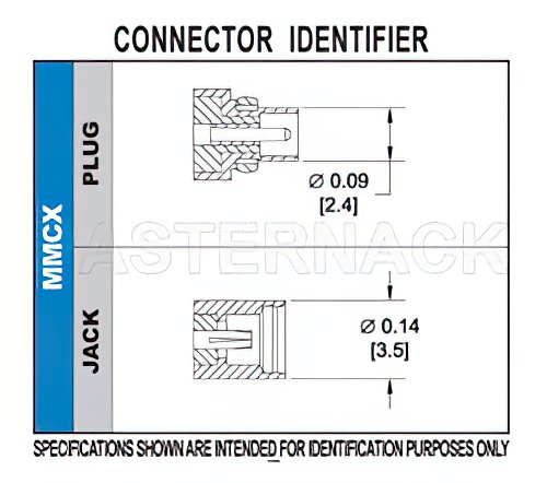 MMCX Plug Right Angle Connector Solder Attachment for PE-SR405AL, PE-SR405FL, RG405