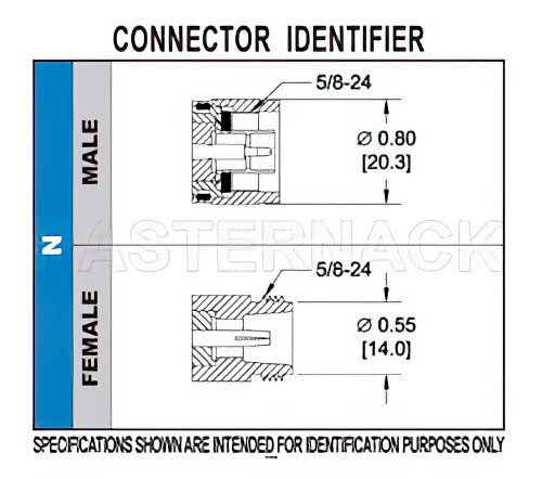 N Male Right Angle Connector Clamp/Solder Attachment For PE-B400, PE-B405, PE-C400