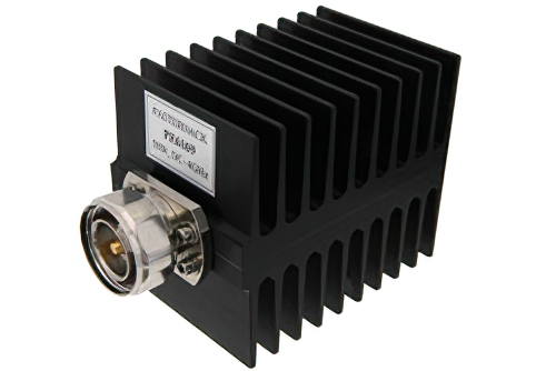 Medium Power 50 Watts RF Load Up To 4 GHz With 7/16 DIN Male Input Square Body Black Anodized Aluminum Heatsink