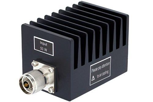 50 Watt RF Load Up to 4 GHz With N Male Input Square Body Black Anodized Aluminum Heatsink