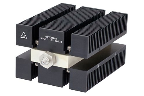 High Power 100 Watt RF Load Up To 8 GHz With SMA Female Input Conduction Cooled Body Black Anodized Aluminum Heatsink