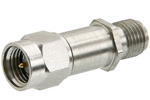 40 dB Fixed Attenuator, SMA Male to SMA Female Passivated Stainless Steel Body Rated to 2 Watts Up to 3 GHz