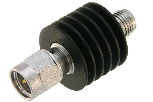 1 dB Fixed Attenuator, SMA Male to SMA Female Black Anodized Aluminum Heatsink Body Rated to 5 Watts Up to 18 GHz