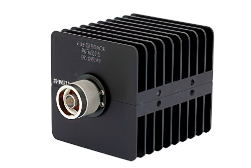 1 dB Fixed Attenuator, N Male to N Female Black Anodized Aluminum Heatsink Body Rated to 25 Watts Up to 18 GHz