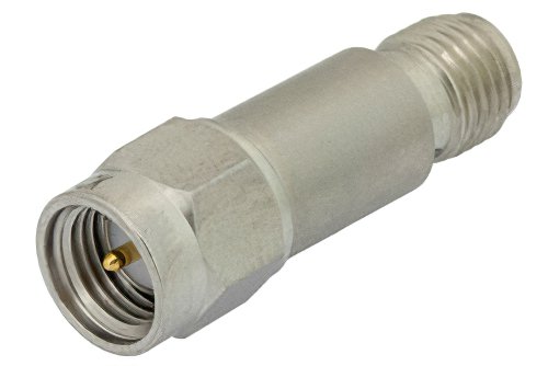 40 dB Fixed Attenuator, SMA Male to SMA Female Passivated Stainless Steel Body Rated to 2 Watts Up to 12.4 GHz