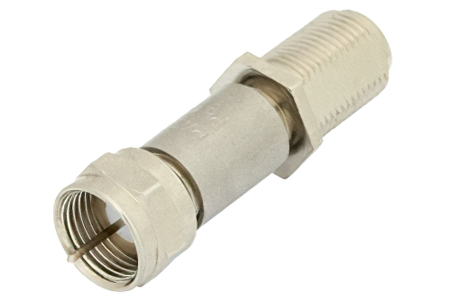 10 dB Fixed Attenuator, 75 Ohm F Male to 75 Ohm F Female Brass Nickel Body Rated to 2 Watts Up to 1,000 MHz