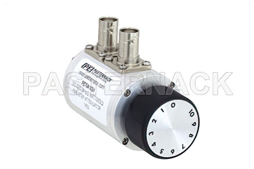 0 to 10 dB Rotary Step Attenuator, BNC Female to BNC Female With 1 dB Step Rated to 2 Watts Up to 2.2 GHz