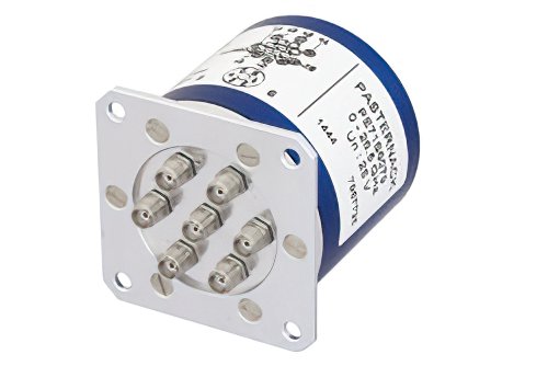 SP6T Electromechanical Relay Latching Switch, Terminated, DC to 26.5 GHz, up to 240W, 28V Self Cut Off, Reset, Diodes, SMA