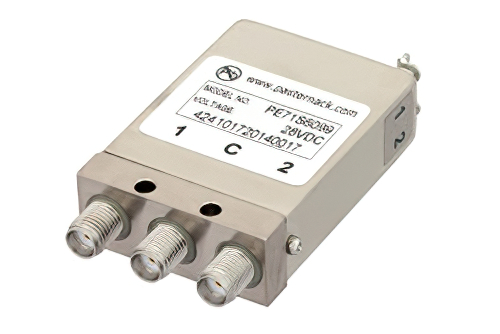 SPDT Electromechanical Relay Latching Switch, DC to 26.5 GHz, 20W, 28V Self Cut Off, Diodes, SMA