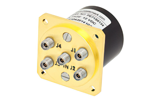 SP4T Electromechanical Relay Normally Open Switch, DC to 40 GHz, 3W, 12V, 2.92mm
