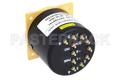 SP4T Electromechanical Relay Latching Switch, DC to 40 GHz, up to 18W, 28V Indicators, TTL, Self Cut Off, Diodes, 2.92mm