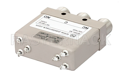 SPDT Electromechanical Relay Failsafe Switch, DC to 12.4 GHz, 45W, 12V Indicators, TTL, Diodes, N