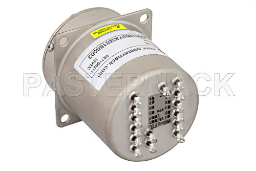 SP6T Electromechanical Relay Normally Open Switch, Terminated, DC to 22 GHz, 20W, 12V, Indicators, TTL, Diodes, SMA