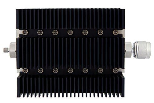 10 dB Fixed Attenuator, SMA Female To N Male Directional Black Anodized Aluminum Heatsink Body Rated To 100 Watts Up To 6 GHz