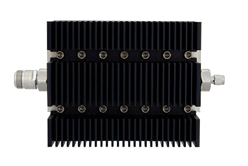 3 dB Fixed Attenuator, N Female To SMA Male Directional Black Anodized Aluminum Heatsink Body Rated To 100 Watts Up To 6 GHz