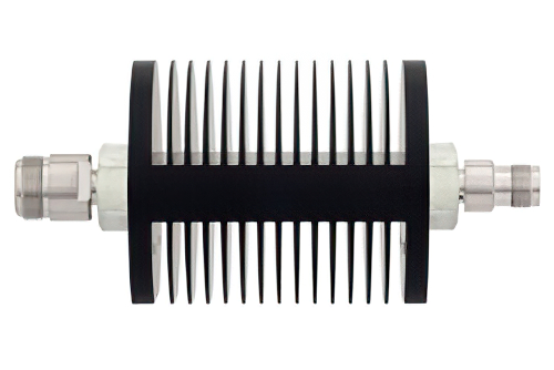 50 dB Fixed Attenuator, N Female to TNC Female Black Anodized Aluminum Heatsink Body Rated to 25 Watts Up to 8 GHz