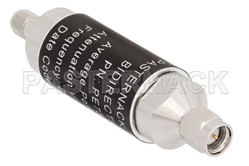10 dB Fixed Attenuator, SMA Male to SMA Female Aluminum Body Rated to 5 Watts Up to 3 GHz