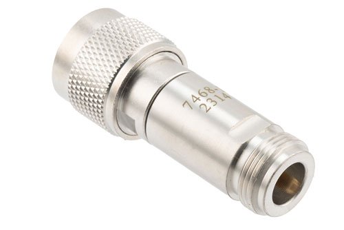 4 dB Fixed Attenuator, N Male to N Female Brass Body Rated to 2 