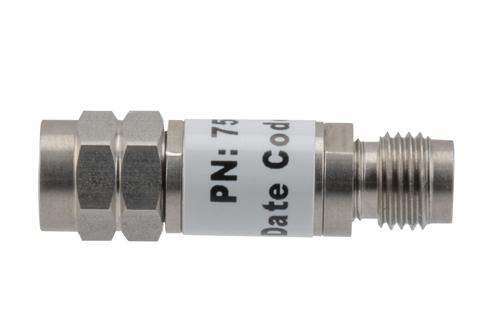 3 dB Fixed Attenuator, 2.4mm Male to 2.4mm Female Stainless Steel Body Rated to 2 Watts Up to 50 GHz
