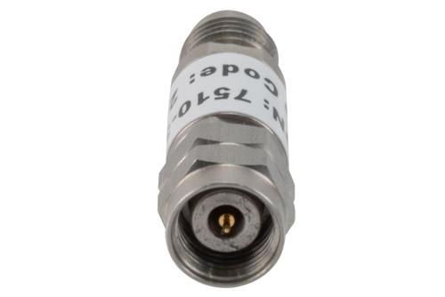 3 dB Fixed Attenuator, 2.4mm Male to 2.4mm Female Stainless Steel Body Rated to 2 Watts Up to 50 GHz