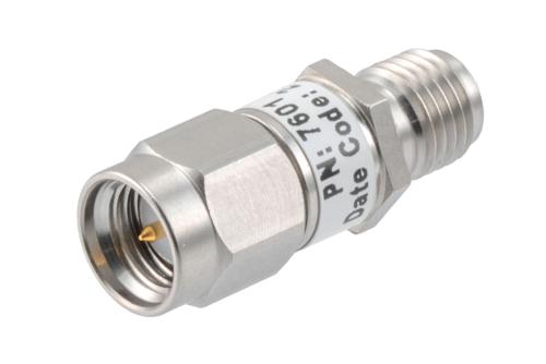 1dB RF fixed attenuator 2W, DC to 3GHz, SMA male to female, Stainless Steel