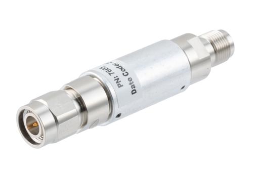 1dB RF fixed attenuator 2W, DC to 18GHz, TNC male to female, Brass