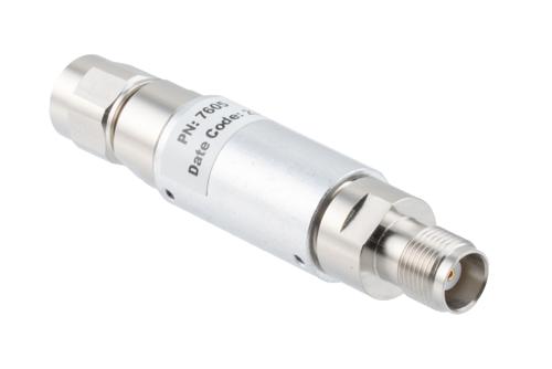 1dB RF fixed attenuator 2W, DC to 18GHz, TNC male to female, Brass