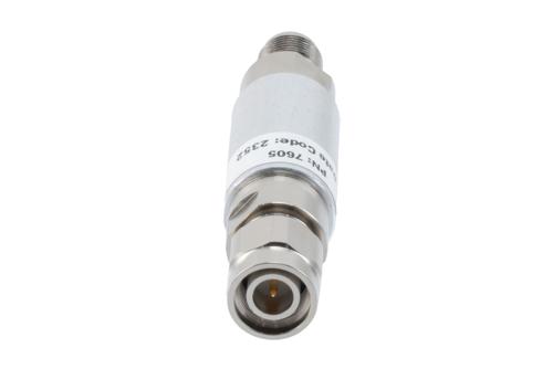 1dB RF fixed attenuator 2W, DC to 18GHz, TNC male to female, Brass