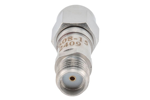 15 dB RF fixed attenuator 2W, DC to 6GHz, SMA Male to SMA Female, Stainless Steel