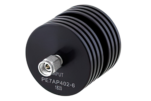 6 dB Fixed Attenuator, 2.92mm Male to 2.92mm Female Black Anodized Aluminum Heatsink Body Rated to 10 Watts Up to 40 GHz