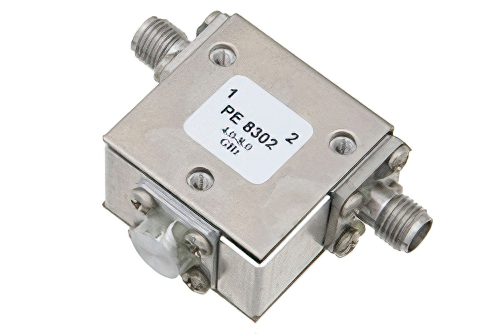 Isolator with 18 dB Isolation from 4 GHz to 8 GHz, 10 Watts and SMA Female