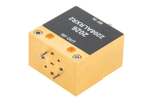 WR-10 Waveguide with UG-387/U-M Flanged 6x Active Frequency Multiplier, W band, 75 GHz to 11 GHz Frequency and +10 dBm Power Outputs