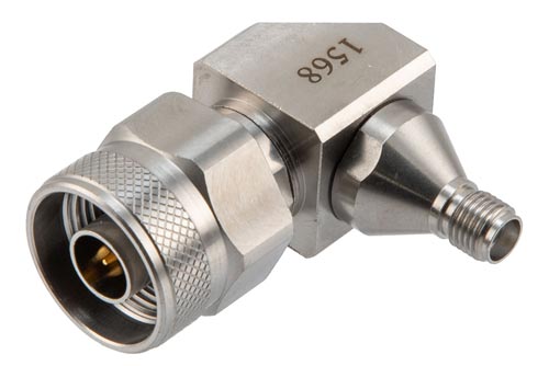 SMA Female to N Male Miter Right Angle Adapter, DC to 18 GHz
