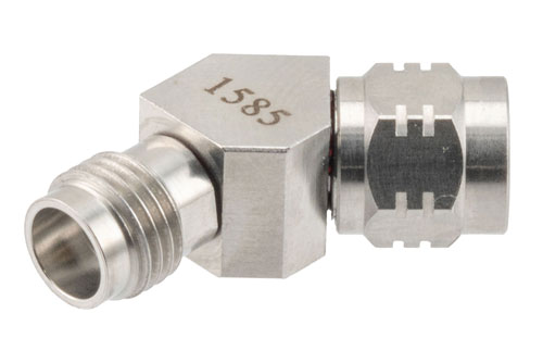 RF Adapter, 45 Degree Angle 1.85mm Male to 1.85mm Female 67GHz VSWR 1.35