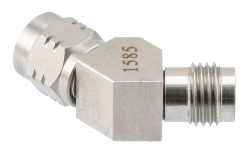 RF Adapter, 45 Degree Angle 1.85mm Male to 1.85mm Female 67GHz VSWR 1.35