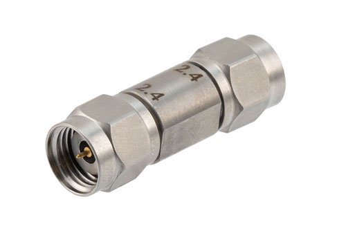 2.4mm Male to 2.4mm Male Adapter, Stainless Steel, Engineering Grade