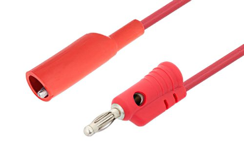 Banana Plug to Alligator Clip Cable 12 Inch Length Using Red Wire