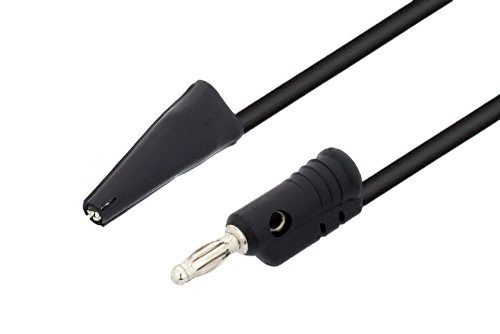 Banana Plug to Mini Alligator Clip Cable 18 Inch Length Using Black Wire