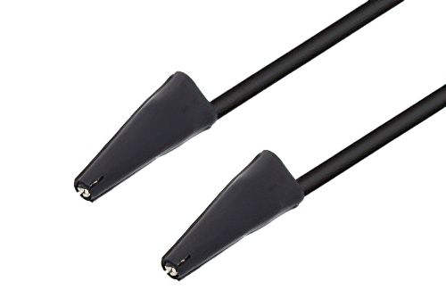 Mini Alligator Clip to Mini Alligator Clip Cable 48 Inch Length Using Black Wire