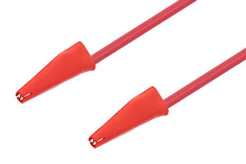 Mini Alligator Clip to Mini Alligator Clip Cable 60 Inch Length Using Red Wire