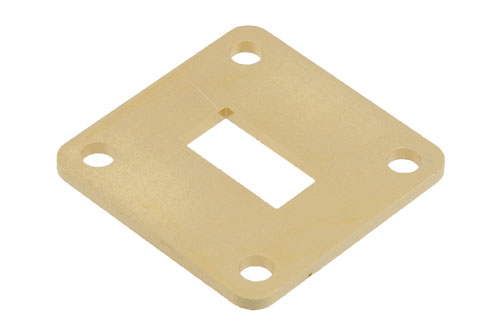 WR-62 Waveguide Shim, Square UG-Cover Flange Configuration, Frequency Range: 11.9 GHz to 18 GHz, 2 mm Thick Brass Construction