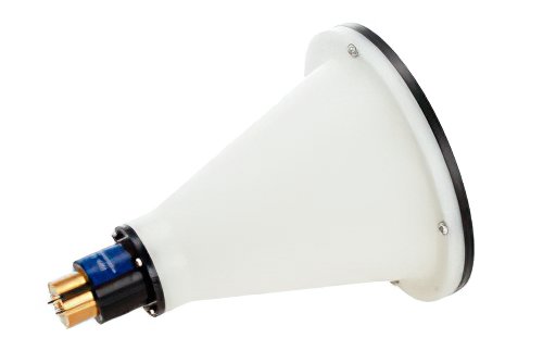 WR-10 Waveguide Lens Horn Antenna Operating from 89 GHz to 99 GHz with a Nominal 40 dBi Gain with UG-387/U Round Cover Flange