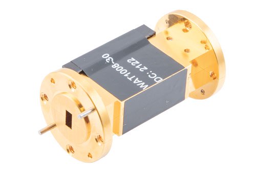 WR-22 Waveguide Fixed Attenuator, 30 dB, from 33 GHz to 50 GHz, UG-383/U Round Cover Flange, 4W Power