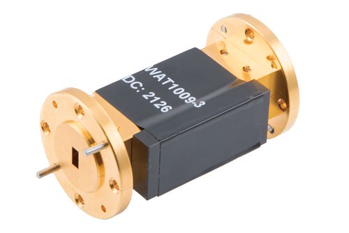 WR-19 Waveguide Fixed Attenuator, 3 dB, from 40 GHz to 60 GHz, UG-383/U-Mod Round Cover Flange, 3W Power