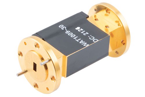WR-19 Waveguide Fixed Attenuator, 30 dB, from 40 GHz to 60 GHz, UG-383/U-Mod Round Cover Flange, 3W Power