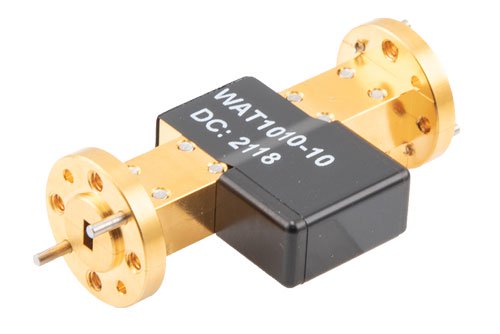 WR-15 Waveguide Fixed Attenuator, 10 dB, from 50 GHz to 75 GHz, UG-385/U Round Cover Flange, 2W Power